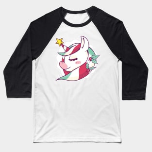 Cute Christmas Unicorn Baseball T-Shirt